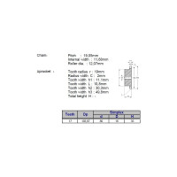 Звёздочка ACE для цепи 12B-1 Z=17 со ступицей, HT, под расточку 00-00049180