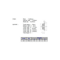 Звёздочка ACE для цепи 12B-1 Z=28 со ступицей, HT, под расточку 00-00049194