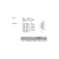 Звёздочка ACE для цепи 16B-1 Z=17 со ступицей, HT, под расточку 00-00049207