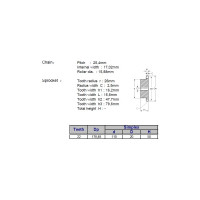 Звёздочка ACE для цепи 16B-1 Z=22 со ступицей, HT, под расточку 00-00049212