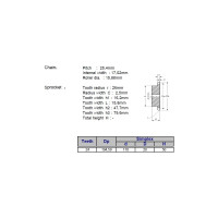 Звёздочка ACE для цепи 16B-1 Z=24 со ступицей, HT, под расточку 00-00049214