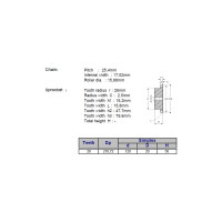 Звёздочка ACE для цепи 16B-1 Z=26 со ступицей, HT, под расточку 00-00049216
