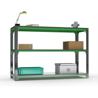 Стол-верстак ООО Металекс Metalex серия KIT 950х1600х600 две полки, серо-зеленый 204052