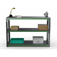 Стол-верстак ООО Металекс Metalex серия KIT 950х1800х500 две полки, серо-зеленый 204045