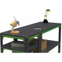 Стол-верстак ООО Металекс Metalex серия KIT 950х1000х400 с боковыми полками, серо-зеленый 204055