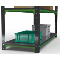 Стол-верстак ООО Металекс KIT 950х1700х400 (2-е полки, двойная перфопанель с комплектом освещения) (серо-зеленый) 204365