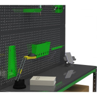 Стол-верстак ООО Металекс KIT 950х1000х500 (2-е полки, двойная перфопанель с комплектом освещения) (серо-зеленый) 204367