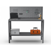 Стол-верстак ООО Металекс Metalex KIT 950х1600х600 мм, одна полка + перфопанель с комплектом аксессуаров, серый 205090