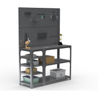Стол-верстак ООО Металекс Metalex KIT 950х1800х400 мм, с боковыми полками, двумя перфопанелями и комплектом аксессуаров, серый 205047