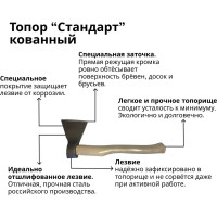 Кованый топор Агростройлидер Стандарт 1.2 кг Б3 Т32