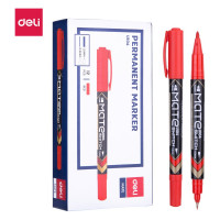 Маркер перманентный DELI Mate, двойной пишущий наконечник, 0.5-1 мм, красный EU10440