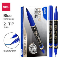 Маркер DELI перманентный Mate двойной пиш. наконечник 0.5-1мм синий EU10430