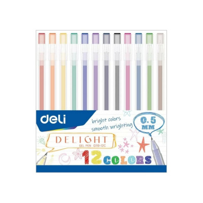 Набор ручек гелевых DELI, чернила ассорти (12 шт) 1584233, 12 шт в упаковке EG119-12C