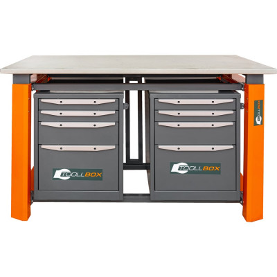Двухтумбовый верстак Toollbox с регулируемой столешницей серии TBP1500 (TB4-TB4)