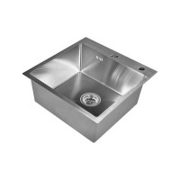 Комплект кухонная мойка из нержавеющей стали WISENT wg 5050 (50x50см) с раздвижным коландером и дозатором WGS35050/WGER013/W405A/W302644