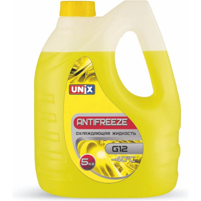 Антифриз Unix G12 желтый, канистра 5 кг 4603221