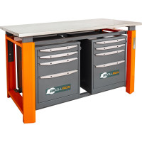 Двухтумбовый верстак Toollbox с регулируемой столешницей серии TBP1500 (TB4-TB4)