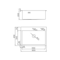Кухонная мойка из нержавеющей стали WISENT с сифоном 6045 (60x45см) WS36045/WGER013