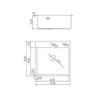 Кухонная мойка из нержавеющей стали WISENT с сифоном wgs35050 (50x50см) WGS35050/WGER013