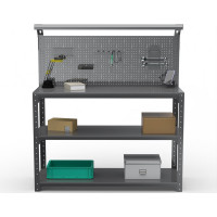 Стол-верстак серия KIT 950х1300х400 (2-е полки, + перфопанель с комплектом освещения) (серый) / 205317 ООО Металекс 205318