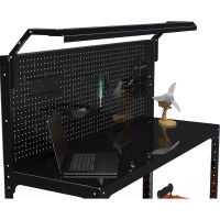 Стол-верстак ООО Металекс серия KIT 950х1700х500 мм, (одна полка + перфопанель с комплектом освещения), черный 205850