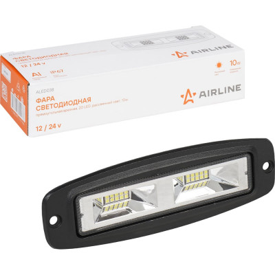 Фара светодиодная прямоугольная врезная Airline 8LED, рассеянный свет, 16Вт, 186x60x36мм, 12/24В ALED038