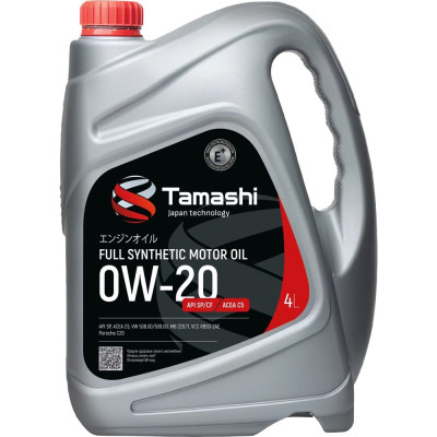 Масло моторное синтетическое Tamashi 4л 0w-20 API SP/CF, ACEA C5, VW508.00/509.00, MB229.71, VCC RBS0-2AE 0W20T084