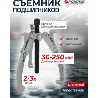 Съемник двух-трехзахватный переставной Forsage 10" Øзахвата 30-250мм, глубина захвата 235мм, длина лап 268мм, ширина лап 21мм, лапы S-образные F-6590610(17898)