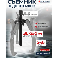 Съемник двух-трехзахватный переставной Forsage 10" Øзахвата 30-250мм, глубина захвата 250мм, длина лап 290мм, ширина лап 21мм, лапы S-образные F-A6590610(59900)