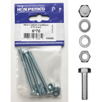 Болт НАКРЕПКО с гайкой и шайбами 6х70 75 шт. 108906