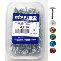 Саморез НАКРЕПКО п\ш, св., 4,2х16 белый, RAL 9003, 175 шт. 205302