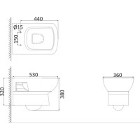 Подвесной унитаз Creo Ceramique TOURS TO1100N+TO1001N