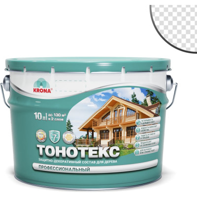 Защитно-декоративный состав для дерева KRONA Тонотекс (бесцветный; 10 л) 66330604