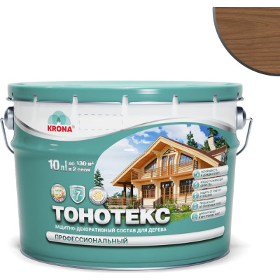 Защитно-декоративный состав для дерева KRONA Тонотекс (орех; 10 л) 66339607