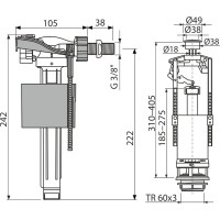 SA2000 3 8 CHROM Выпускной комплект со стоп кнопкой одинарной Alcadrain 00022195 518445
