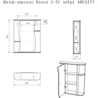 Шкаф-зеркало Айсберг Волна 2-55 левый DA1038HZ