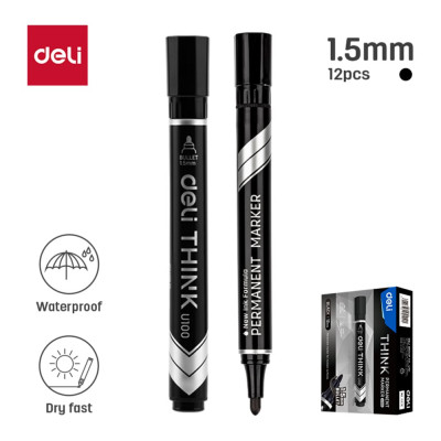 Маркер DELI перманентный Think круглый пиш. наконечник 1.5мм черный EU10020