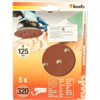 Круг шлифовальный (5 шт; 125 мм; К320) для эксцентриковых шлифмашин KWB 4919-32