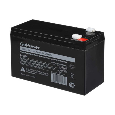 Аккумулятор свинцово-кислотный LA-1270 12V 7Ah, клеммы T2/ F2 GoPower 00-00016680
