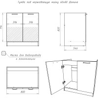 Тумба под нержавеющую мойку Домино Дуб Сонома 60x80 D6080DS