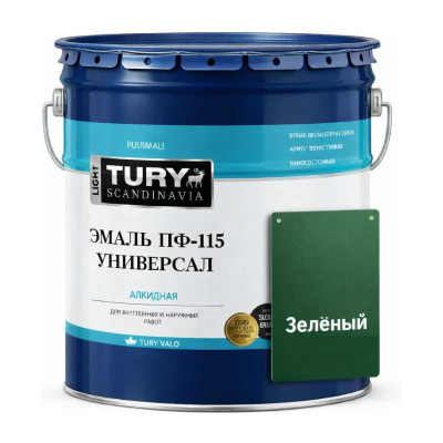 Эмаль TURY ПФ-115 Универсал зеленая, 13 кг 20008268