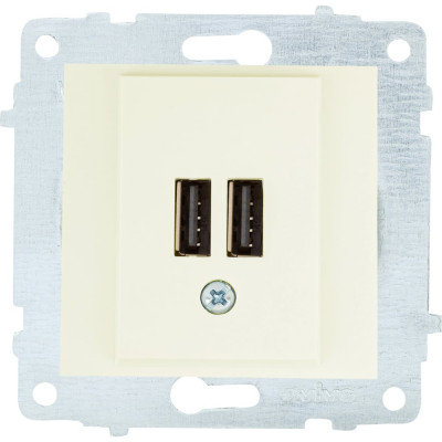 Механизм розетки USB OVIVO 5V-2A 2 порта, крем, 600-000302-247