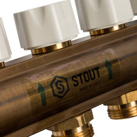 Распределительный коллектор из латуни с расходомерами 7 вых. STOUT SMB 0473 000007