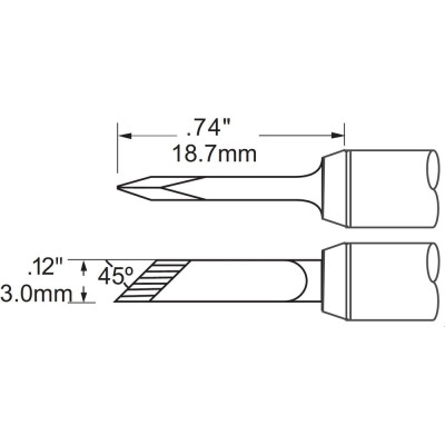 Наконечник (3х18.7 мм; ножевидный удлиненный) для PS900 METCAL SCV-DRK30AR