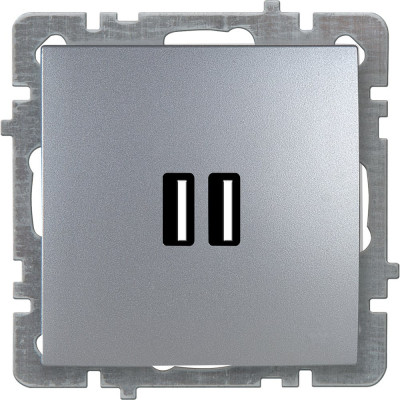 Механизм розетки NILSON USB 1СП серебро Touran/Alegra metallic 24130481