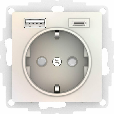Розетка Systeme Electric Atlasdesign 16а c 2 usb a+c, 5в/2,4а/3,0а, 2x5в/1,5а, механизм, жемчуг ATN000432