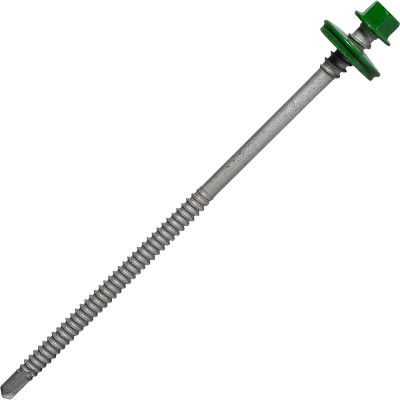 Саморез для сэндвич-панелей HARDWEX ТМ HWX5-P10-6.3/5.5x135 мм, св.№3, RUSPERT, RAL 6002, 100 шт. 5190000240706