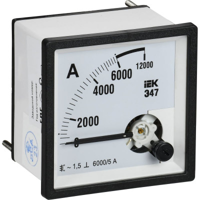 Амперметр IEK э47 6000/5а, класс точности 1.5, 72x72мм IPA10-6-6000-E
