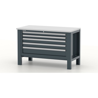 ВерстакFerrum Premium1310x650x850h мм, столешница оцинкованная фанера, тумба 5 ящ. 11.319-7016/7016