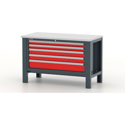 Верстак FERRUM Premium 1310x650x850h мм столешница оцинкованная фанера 30 мм тумба с 5 ящ. 11.319-7016/3000